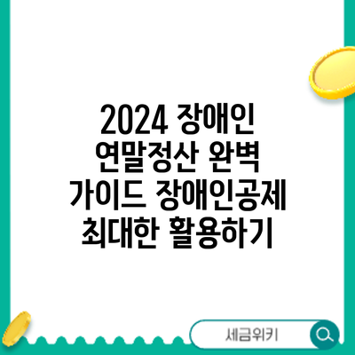 2024 장애인 연말정산 완벽 가이드: 장애인공제 최대한 활용하기