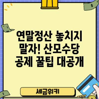 연말정산 놓치지 말자! 산모수당 공제 꿀팁 대공개