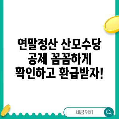 연말정산 산모수당 공제 꼼꼼하게 확인하고 환급받자!
