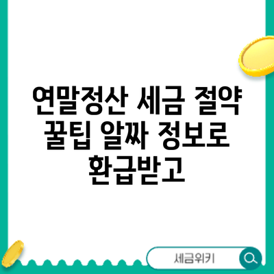 연말정산 세금 절약 꿀팁: 알짜 정보로 환급받고