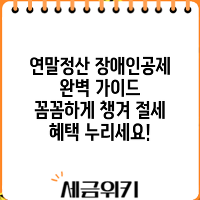 연말정산 장애인공제 완벽 가이드: 꼼꼼하게 챙겨 절세 혜택 누리세요!