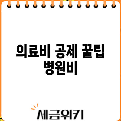 의료비 공제 꿀팁: 병원비