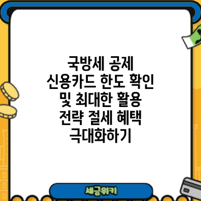 국방세 공제 신용카드 한도 확인 및 최대한 활용 전략: 절세 혜택 극대화하기