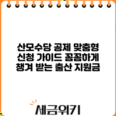 산모수당 공제 맞춤형 신청 가이드: 꼼꼼하게 챙겨 받는 출산 지원금