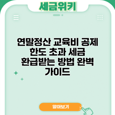 연말정산 교육비 공제 한도 초과? 세금 환급받는 방법 완벽 가이드