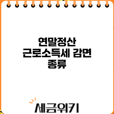 연말정산 근로소득세 감면: 종류