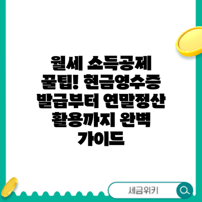 월세 소득공제 꿀팁! 현금영수증 발급부터 연말정산 활용까지 완벽 가이드