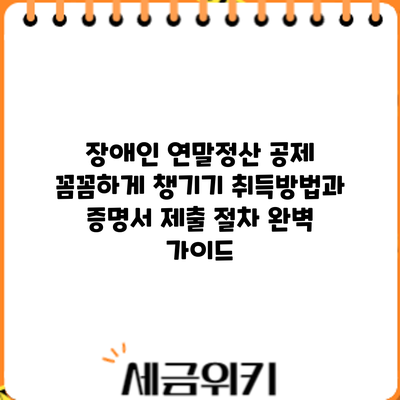 장애인 연말정산 공제 꼼꼼하게 챙기기: 취득방법과 증명서 제출 절차 완벽 가이드