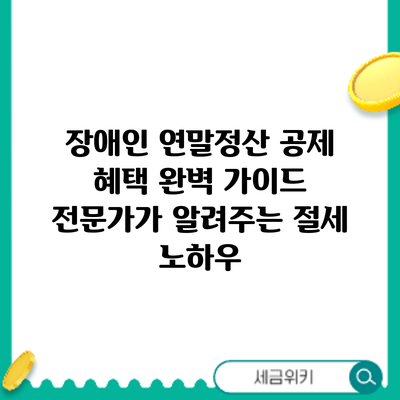 장애인 연말정산 공제 혜택 완벽 가이드: 전문가가 알려주는 절세 노하우