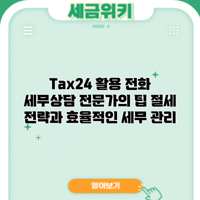 Tax24 활용 전화 세무상담 전문가의 팁: 절세 전략과 효율적인 세무 관리