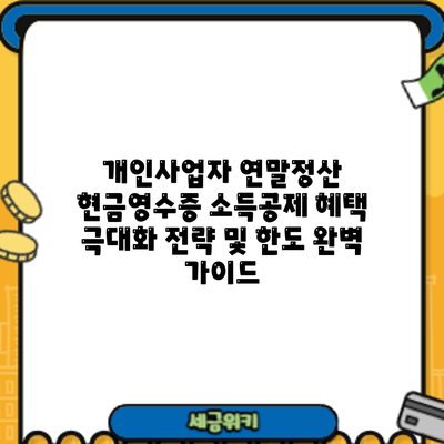개인사업자 연말정산: 현금영수증 소득공제 혜택 극대화 전략 및 한도 완벽 가이드