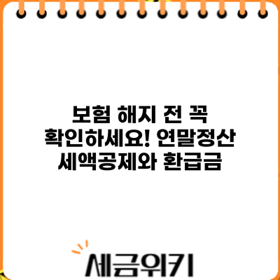 보험 해지 전 꼭 확인하세요! 연말정산 세액공제와 환급금