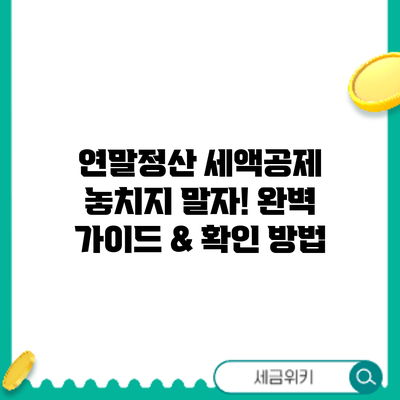 연말정산 세액공제 놓치지 말자! 완벽 가이드 & 확인 방법