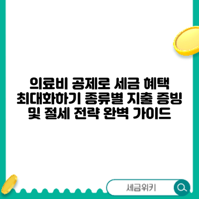 의료비 공제로 세금 혜택 최대화하기: 종류별 지출 증빙 및 절세 전략 완벽 가이드
