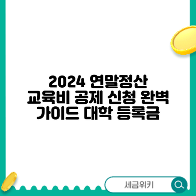 2024 연말정산 교육비 공제 신청 완벽 가이드: 대학 등록금