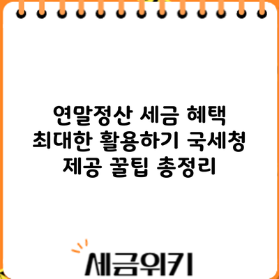 연말정산 세금 혜택 최대한 활용하기: 국세청 제공 꿀팁 총정리
