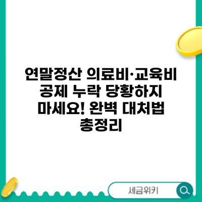 연말정산 의료비·교육비 공제 누락? 당황하지 마세요! 완벽 대처법 총정리