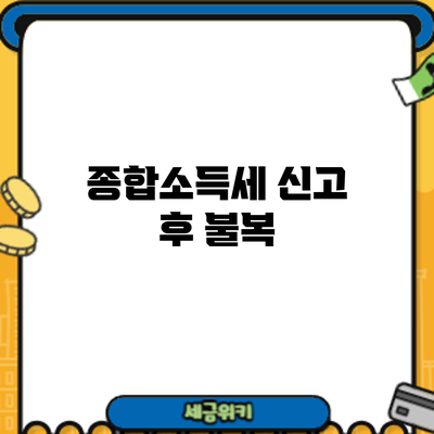 종합소득세 신고 후 불복