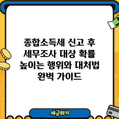 종합소득세 신고 후 세무조사 대상? 확률 높이는 행위와 대처법 완벽 가이드