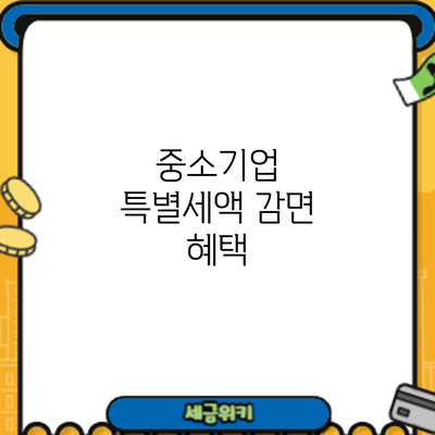 중소기업 특별세액 감면 혜택