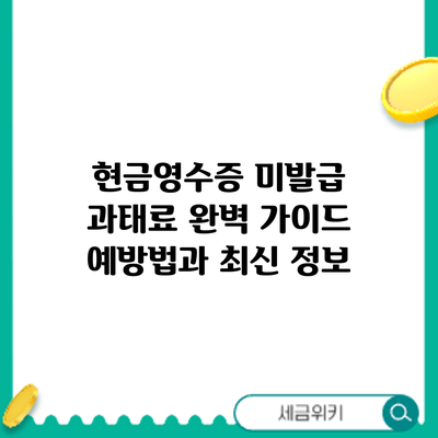 현금영수증 미발급 과태료 완벽 가이드: 예방법과 최신 정보