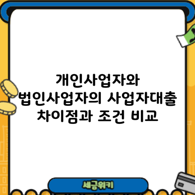 개인사업자와 법인사업자의 사업자대출 차이점과 조건 비교
