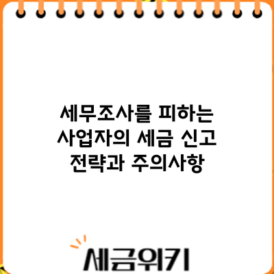 세무조사를 피하는 사업자의 세금 신고 전략과 주의사항