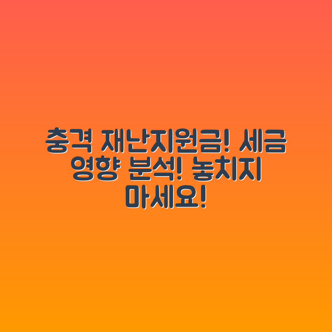 충격적인 재난지원금, 세금 영향 완벽 분석!