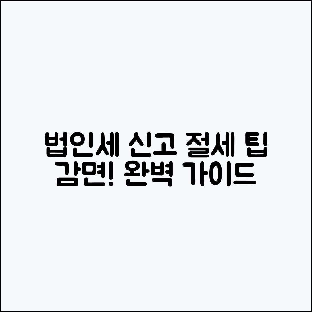 법인세 신고 완벽 가이드: 감면 항목과 절세 팁